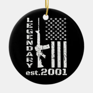 2001 21:a födelsedagen Legendary Patriot 21 år g Julgransprydnad Keramik