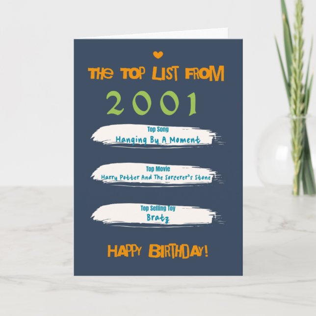 2001 Topp Lista Födelsedag Kort (Framsida)