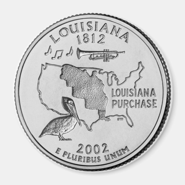 2002 Louisiana State Quarter Magnet (Framsidan)