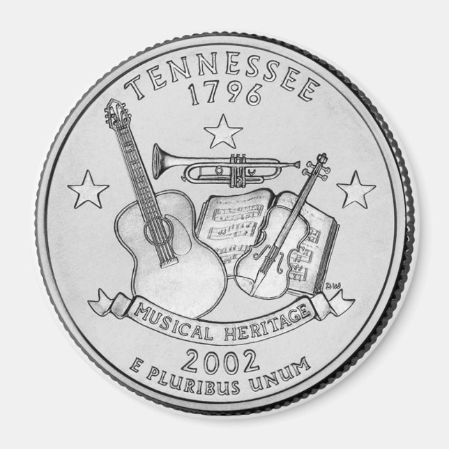 2002 Tennessee State Quarter magnet (Framsidan)