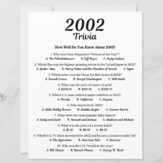 2002 Trivia Spel | 24-års födelsedagsfest spel