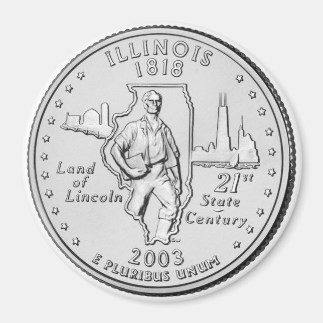 2003 Illinois State Quarter magnet (Framsidan)