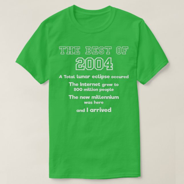 2004 18:e födelsedag T-gåva för 18-åriga pojkar g T Shirt (Design framsida)