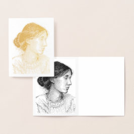 2004 Bläck Teckning av Virgina Woolf Gold Foil Folierat Kort