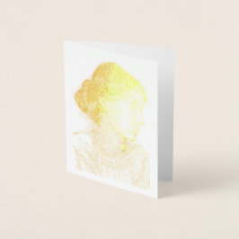 2004 Bläck Teckning av Virgina Woolf Gold Foil Folierat Kort