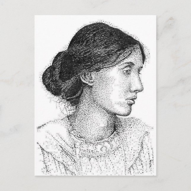 2004 Bläck Teckning av Virgina Woolf Vykort (Framsida)