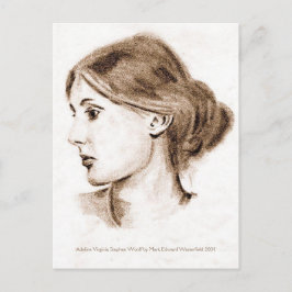 2004 Soft Pencil Teckning: Virgina Woolf Vykort