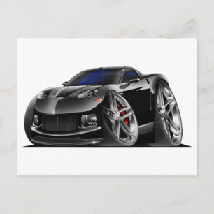 2005-09 Corvette Black Car Vykort