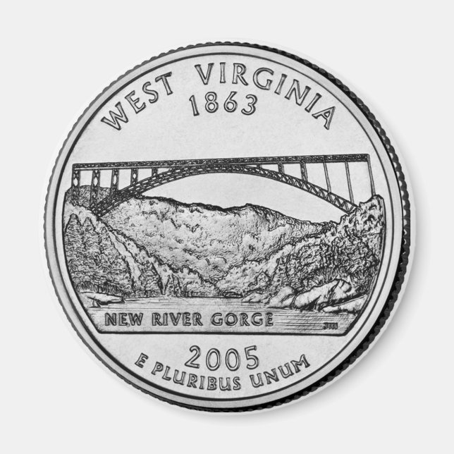 2005 Väster Virginia State Quarter magnet (Framsidan)