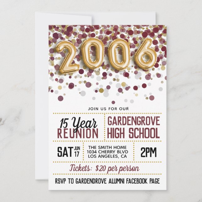 2006 års återförening av gymnasiehögskolan inbjudningar (Framsida)