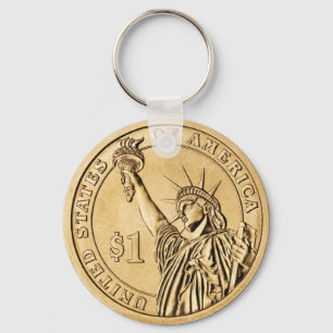 2007 presidents- en dollar myntar från U.S.-minte Nyckelring
