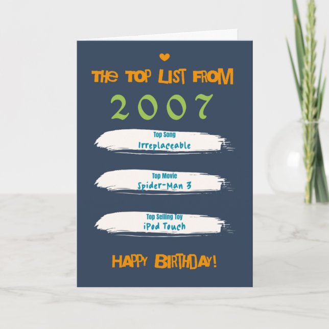 2007 Topp Lista Födelsedag Kort (Framsida)