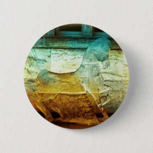 2008 Amber/Turkos 3 Horse Round Button Knapp