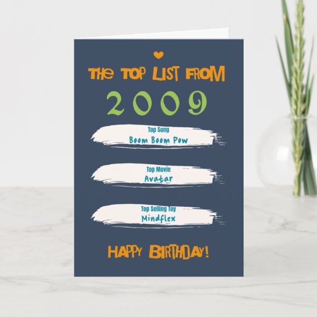 2009 Topp Lista Födelsedag Kort (Framsida)