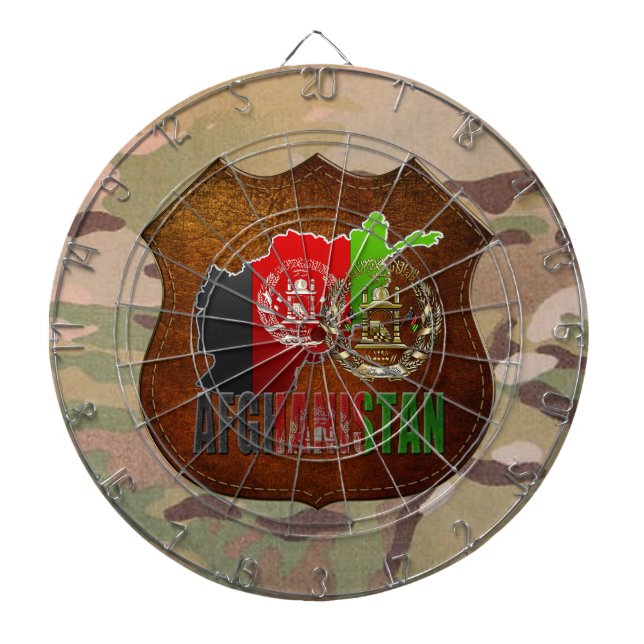 [200] Afghanistan: COA, Flagga och Karta Piltavla (Framsidan)