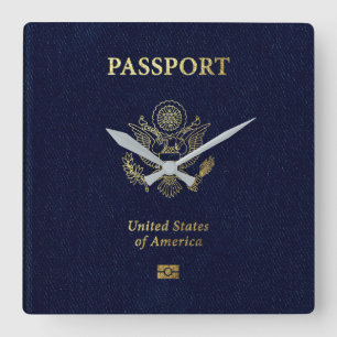 [200] Amerikanska pass Cover Fyrkantig Klocka