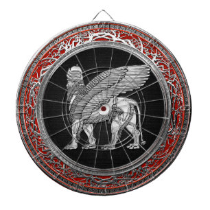 [200] Assyriansk vind Lejon - Silver Lamassu Darttavla