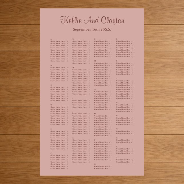 200 enkelt sittdiagram för Cinnamon Ro Bröllop Poster (Skapare uppladdad)