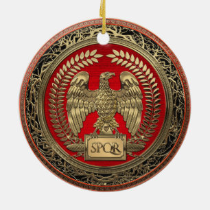 [200] Guld Roman Imperial Eagle Julgransprydnad Keramik