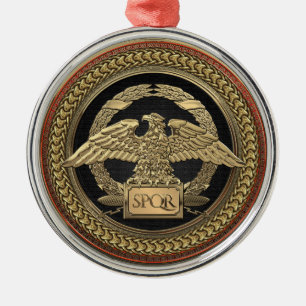 [200] Guld Roman Imperial Eagle på Guld Medallion Julgransprydnad Metall