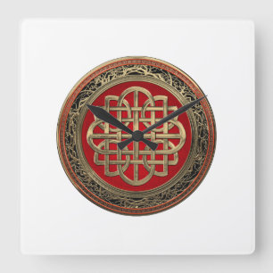 [200] Helig Celtic Guld Knot Kor Fyrkantig Klocka