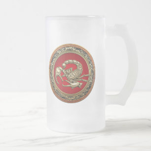 [200] Helig Golden Scorpion on Red Frostat Ölglas