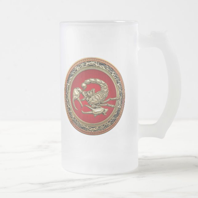 [200] Helig Golden Scorpion on Red Frostat Ölglas (Höger)