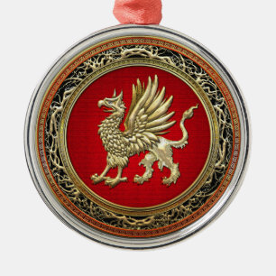 [200] Helig Guld Griffin Julgransprydnad Metall