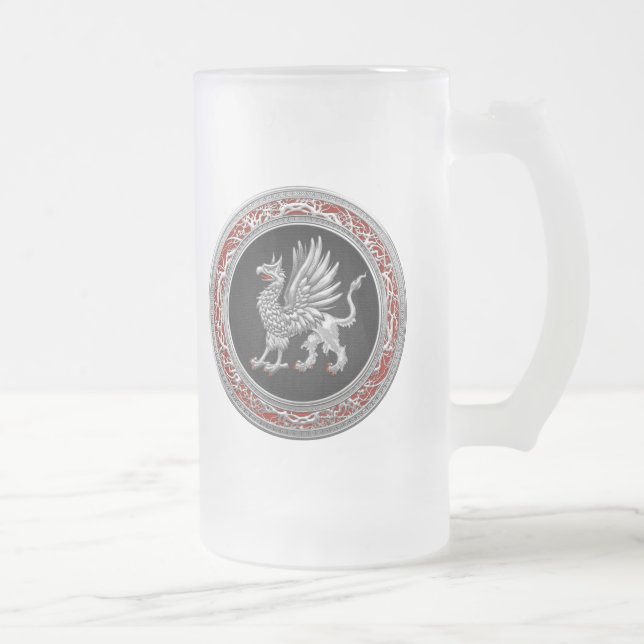 [200] Helig Silver Griffin Frostat Ölglas (Höger)