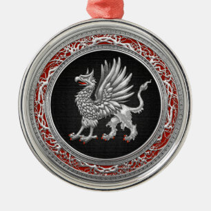 [200] Helig Silver Griffin Julgransprydnad Metall