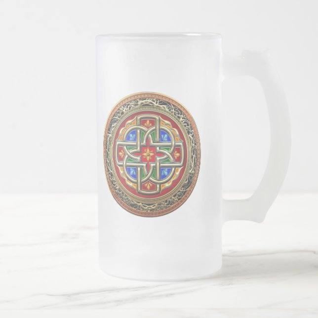 [200] Keltiska Kor [Guld+Enamel] Frostat Ölglas (Höger)