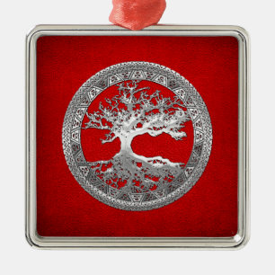 [200] Keltiska Livets träd [Silver] Julgransprydnad Metall