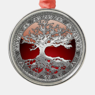 [200] Keltiska Livets träd [Silver] Julgransprydnad Metall