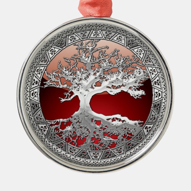 [200] Keltiska Livets träd [Silver] Julgransprydnad Metall (Framsidan)