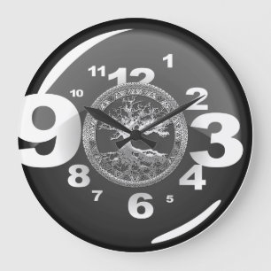 [200] Keltiska Livets träd [Silver] Stor Klocka