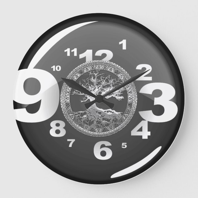 [200] Keltiska Livets träd [Silver] Stor Klocka (Framsida)