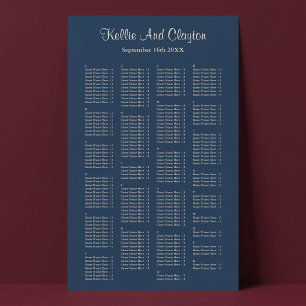 200 Klassisk Blå Enkel Bröllopsställningsdiagram Poster