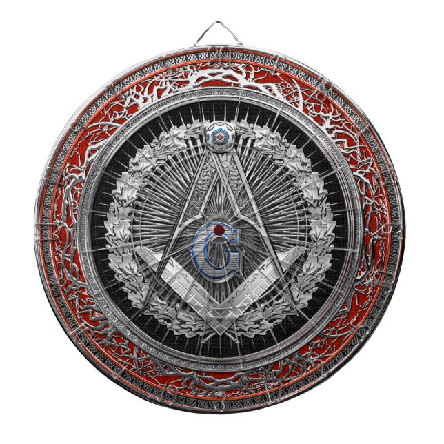 [200] Ledar- Mason - silver kvadrerar & passare Darttavla (Framsidan)