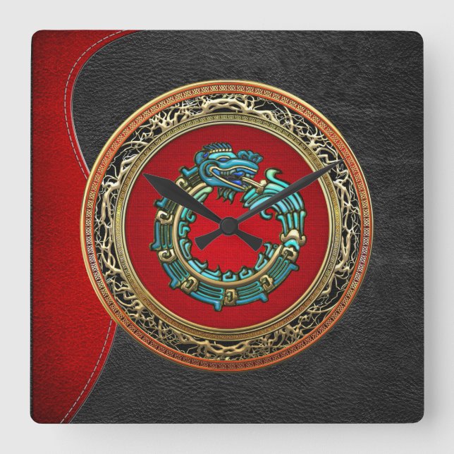 [200] Serpent God Quetzalcoatl [Jade] Fyrkantig Klocka (Framsida)