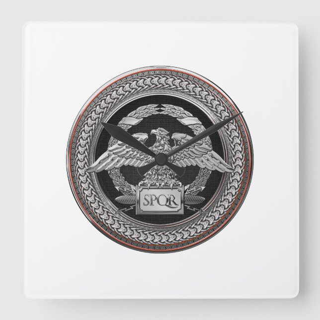 [200] Silver Roman Imperial Eagle över Medallion Fyrkantig Klocka (Framsida)