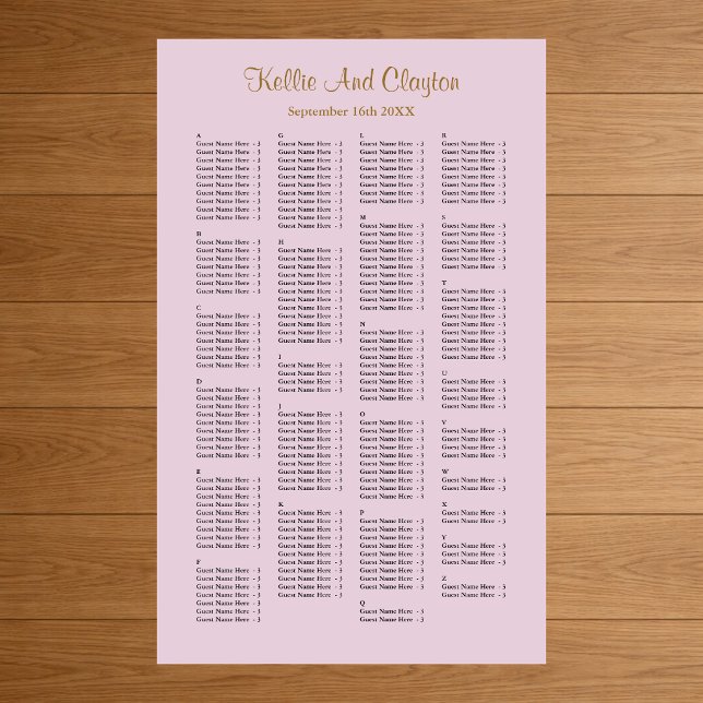 200 sittplatsdiagram för Lila Bröllop Poster (Skapare uppladdad)