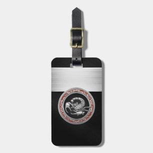 [200] Skorpion on Black i Silver Bagagebricka