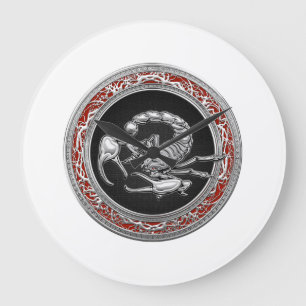 [200] Skorpion on Black i Silver Stor Klocka