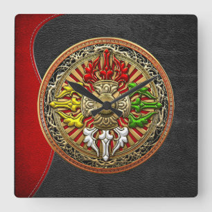 [200] Tibetan dubbel Dorje Mandala Fyrkantig Klocka