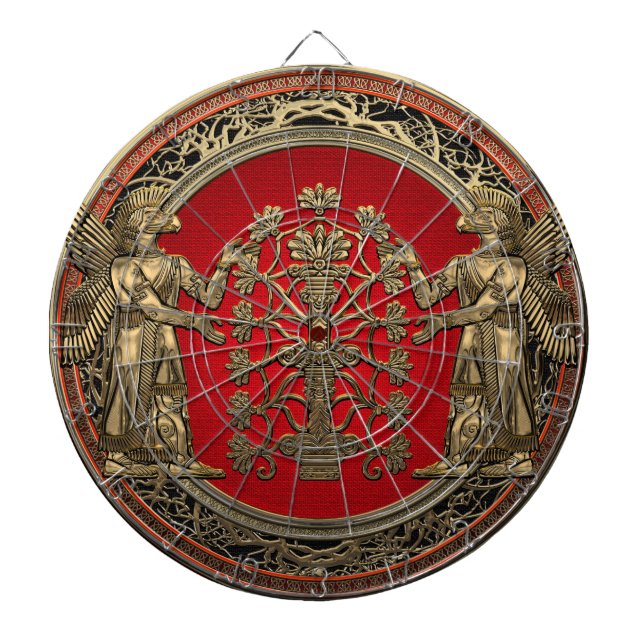 [200] Två Guld Ninurtas med Livets träd Darttavla (Framsidan)