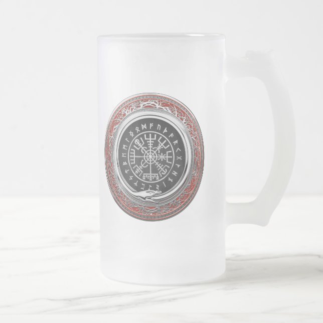 [200] Vegvisir - magisk Runic kompass för Viking Frostat Ölglas (Höger)