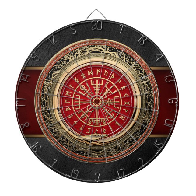 [200] Vegvisir - Viking guld- magisk Runic kompass Darttavla (Framsidan)