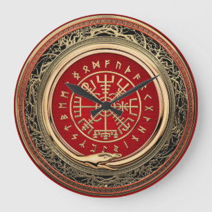 [200] Vegvisir - Viking guld- magisk Runic kompass Stor Klocka