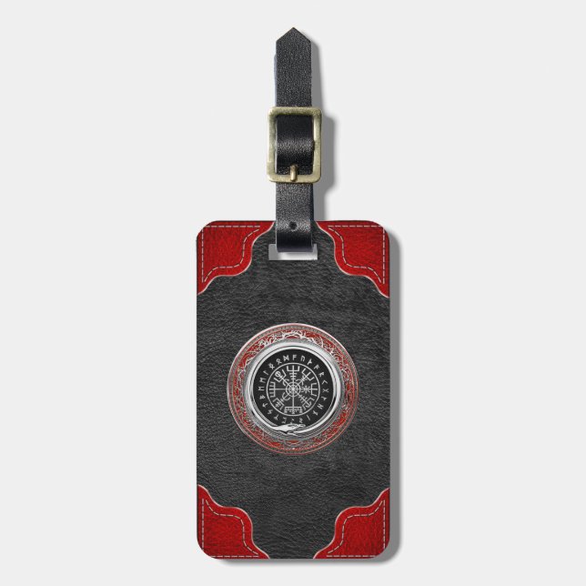 [200] Vegvisir - Viking Silver Magic Runic Compass Bagagebricka (Vertikal Framsida)
