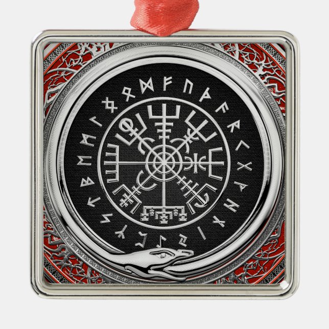 [200] Vegvisir - Viking Silver Magic Runic Compass Julgransprydnad Metall (Framsidan)